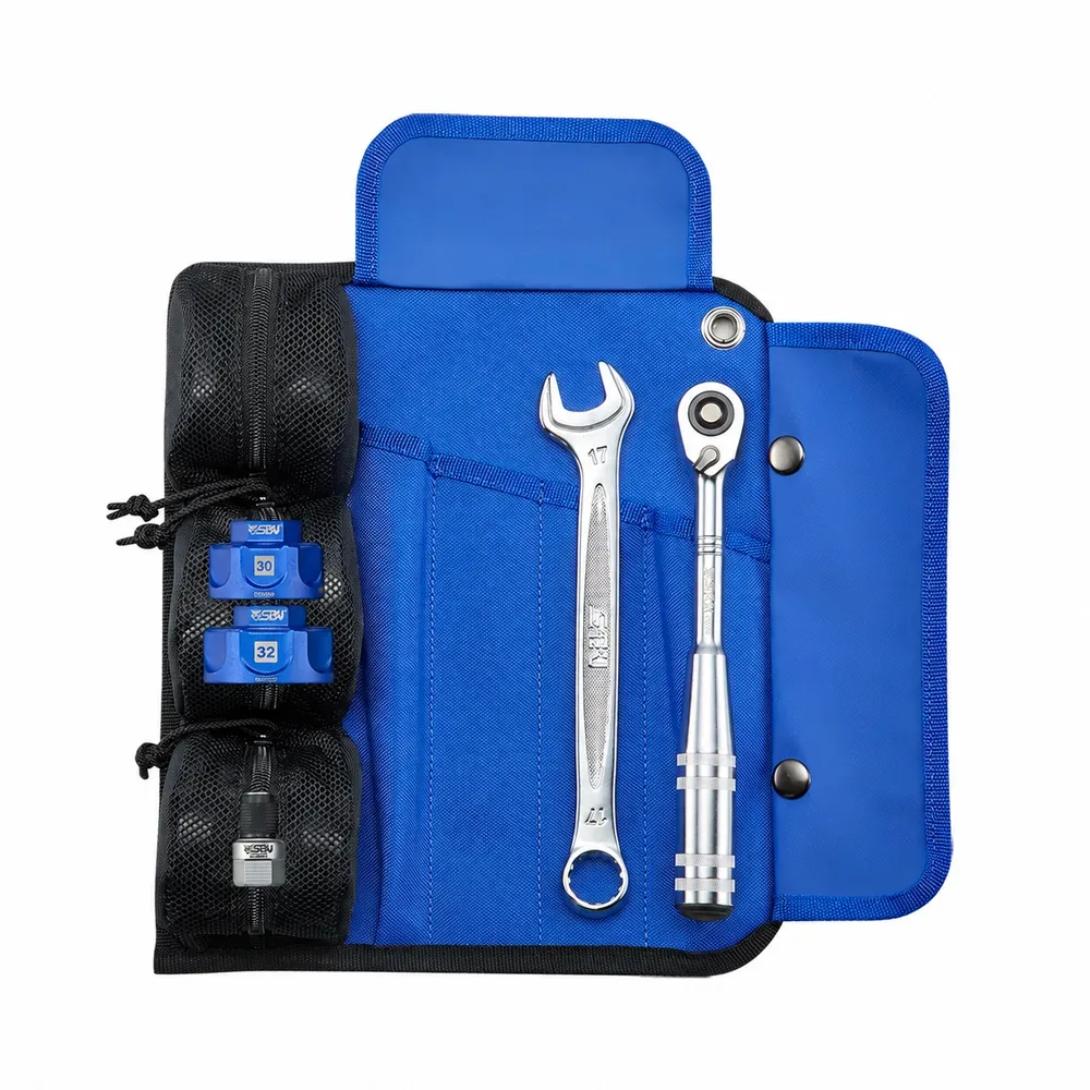DesertX Gen 2 add-on pouch with 30 mm and 32 mm sockets, 17 mm spanner, ratchet and bit holder
